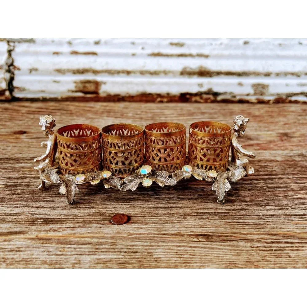 Vintage Cherub Lipstick Holder With Rhinestones - Picture 6 of 12
